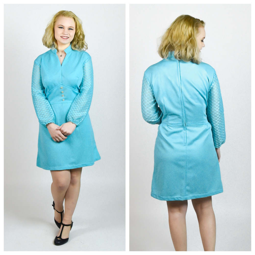 Vintage 1960s Mod Knit Mini Dress XL